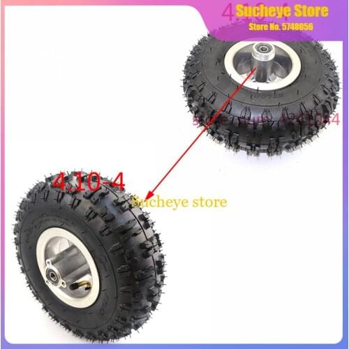 410/350-4 Tire 4.10-4 Tube Tyre with 4'' Alloy Wheel Hub for 49cc Mini Quad Dirt Bike Scooter ATV Buggy 10 Inch Pneumatic Wheel