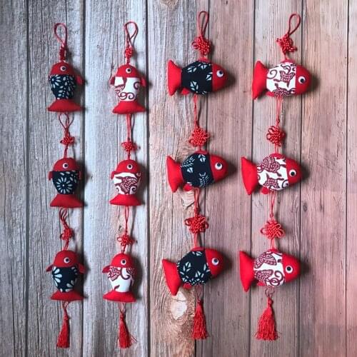 Souvenir handmade cloth fish blue calico small fish ornaments home decoration car ornaments