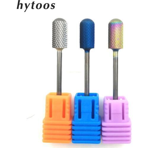HYTOOS Round Top Barrel Nail Drill Bits 3/32" Tungsten Carbide Burr Manicure Bits Electric Drill Accessories Milling Cutter Tool