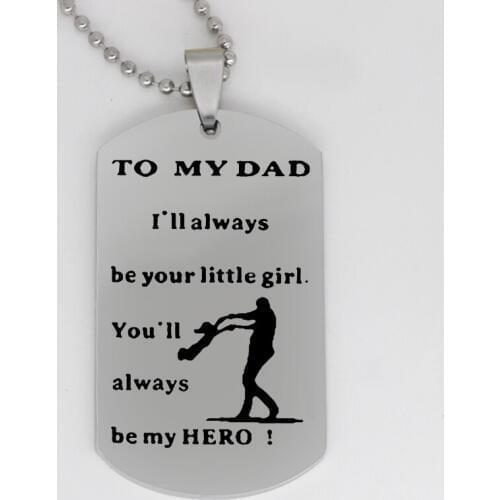 Ufine jewelry Dad gift pendant army card TO MY DAD I'll always be your little girl you'l stainless steel Customed necklace N4078