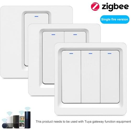 EU Tuya ZigBee Smart Wall Light Switch 220V No Neutral WiFi Switch 1 2 3 Gang Alexa Google Home Voice Control Zigbee Hub Require