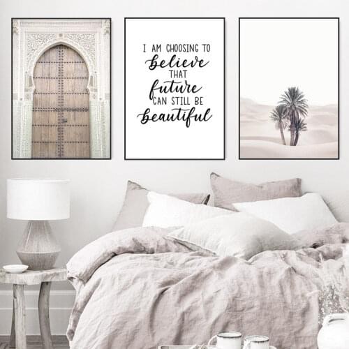 Mosque Door Vintage Poster Desert Landscape Canvas Art Print Nordic Wall Beige Picture Painting Modern Home Decoration HD0100