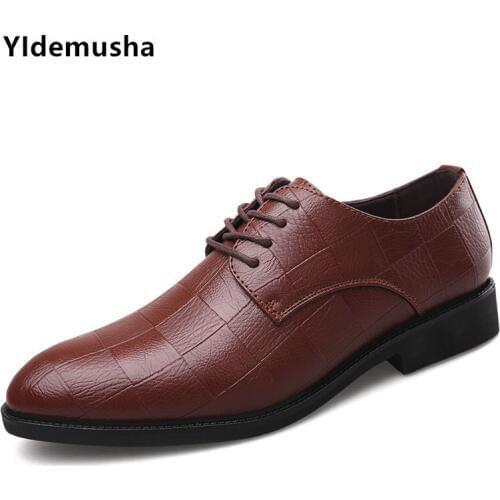 YIdemusha 2020 New Autumn Comfortable Slip-On PU Leather Loafers for Men Shoes Moccasins Office Business Dress Formal Male Shoes