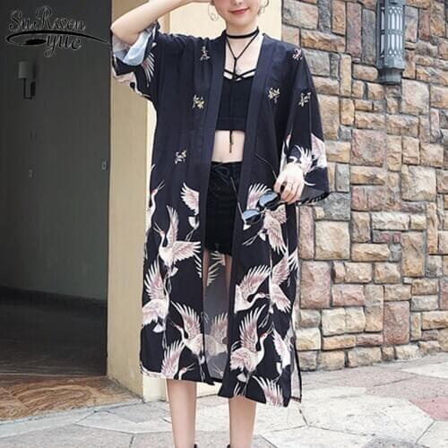 Ladies Blouse Women Clothes Kimono Cardigan Women Tops and Blouses Summer Long Shirt Female Japanese Streetwear Women Tops 9738