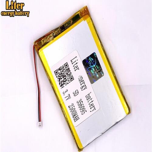 1.25MM 2pin connector 356095 2500mah 3.7V Li-ion Polymer Battery Rechargeable For Digital Camera tablet pc 7 inch