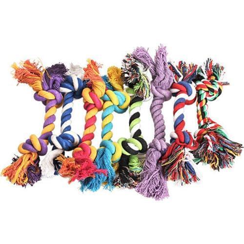 1 pcs Pets dogs pet supplies Pet Dog Puppy Cotton Chew Knot Toy Durable Braided Bone Rope 17CM Funny Tool (Random Color)
