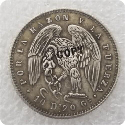 1843 So IJ Chile 2 Real (large type) Copy Coin