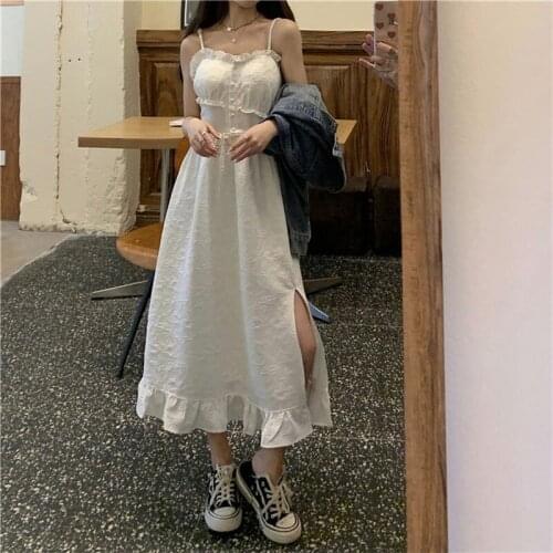 2021 Summer Women White Dress Fashion Elegant Sleeveless Backless Party Beach Dress Vacation Casual Long Dresses Robe Y834