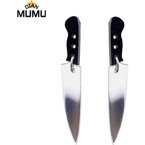 2021 New Personality Exaggerated Knife Acrylic Earrings Punk Nightclub Fashion Long Knife Earrings Earrings
