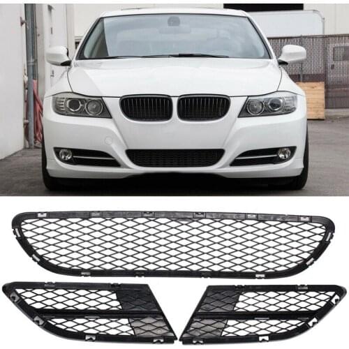 3PCS / Set Car Front Lower Bumper Kidney Grille Grill Kit Replacement FOR-BMW 3 Series E90 E91 325I 328I