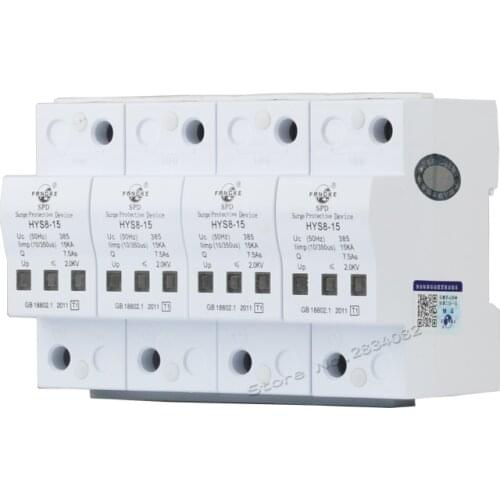 385V 15KA 4 P 4 pole SPD House Surge Protector Protective Low-voltage Arrester Device HYS8-15 50hz protection