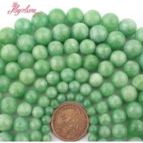 6.8.10,12,14mm Round Ball Green Jadeite Jades Spacer Loose Bead Stone 15"For Necklace Bracelet DIY Jewelry Making Free Shipping