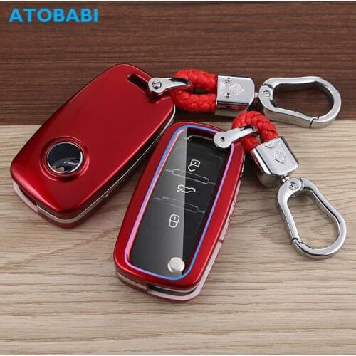 ATOBABI ABS Car Key Case For VW Volkwagen Polo Bora Tiguan Passat Golf 6 CC Skoda SEAT Remote Control Fobs Shell Protector Cover