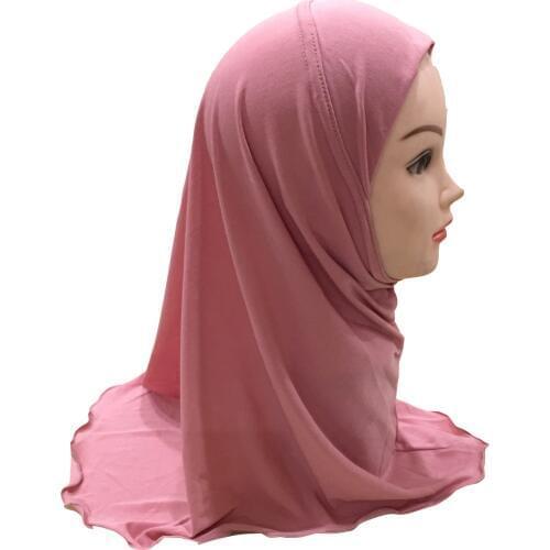 One-piece ECrystal Hemp Girls Amira Headscarf Muslim Instant Hijabs Plain Color Head Wrap For Kids 2-7 Years Old Ready To Wear
