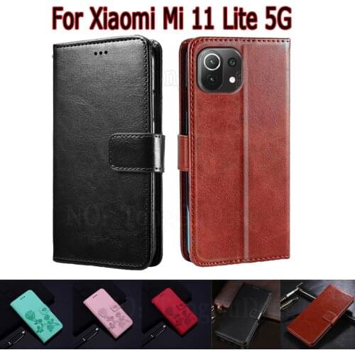 Case For Xiaomi Mi 11 Lite 5G Cover Flip Wallet Stand Leather Book Funda Xiami Mi 11 Lite Case Etui Phone Protective Shell Coque
