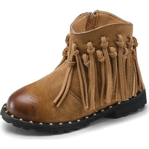 Childrens Boots Childrens Shoes Winter new girls fringe boots princess leather fashion boots ankle zip wholesale hot new 2018