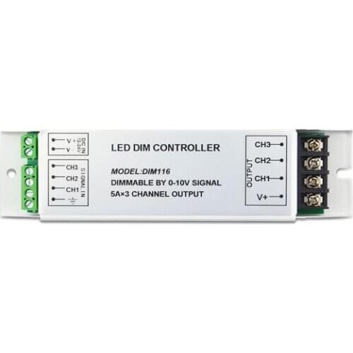 DIM116 0-10V / 1-10V LED Dimmer Series , 12V-24VDC 5A x 3 channel 0-10V Singal LED Driver DIM116