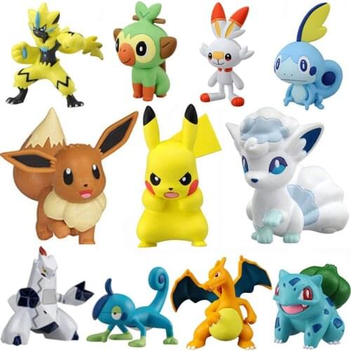 Anime Figures Eevee Charmander Bulbasaur Squirtle Cubone Zeraora Duraludon Lycanroc Vulpix Rockruff Pokemons Action Figure Toys