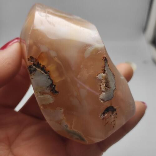 1pcs Natural cherry agate torch crude stone ore energy stone decoration