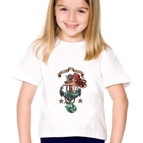 Baby Girl Tshirt Princess Ariel The Little Mermaid LOST AT SEA Graphic Tee Art Children T-Shirt Hipster Harajuku Kids T shirt