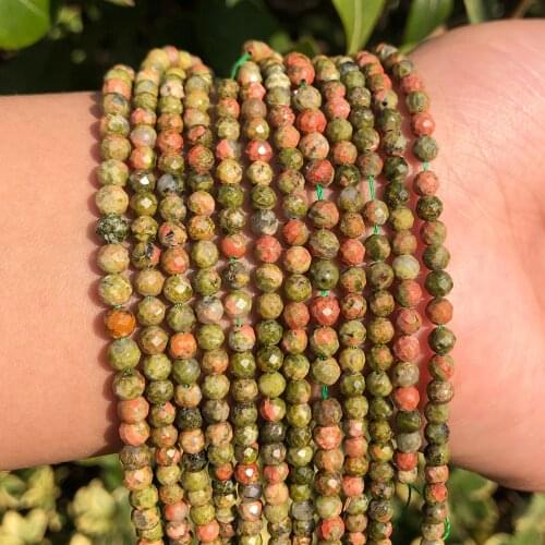 Faceted Flat Beads Natural Stone Unakite Beads Small Section Loose Beads For Jewelry Making Bracelet DIY Necklace Accessories