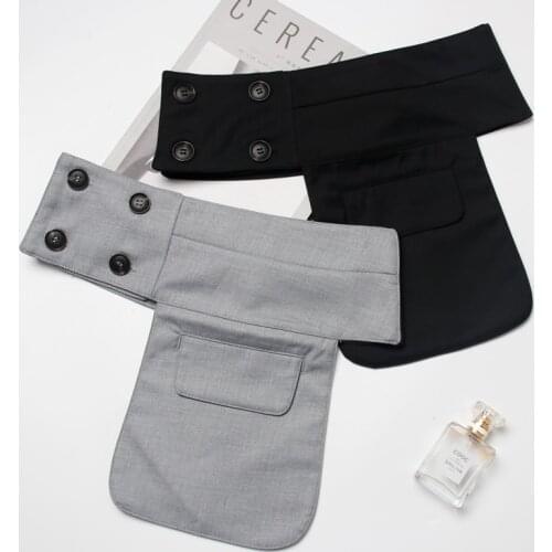 Cotton Fabric Wide Waist belt with Phone Bag Vintage Black Grey Corset Waistband Women Spring Summer Dress Waist Belt Fanny Pack