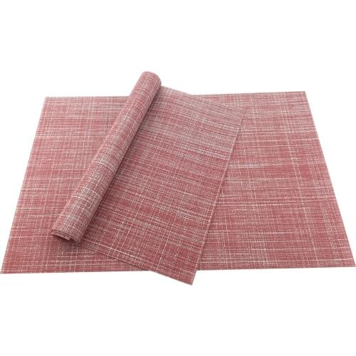 JANKNG 6Pcs Red Brown Vinyl PVC Drink Placement Washable Table Mats Non-Slip Insulation Placemat Dining Room Decor Table Mats