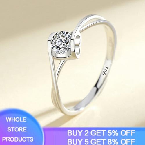 YANHUI Romantic Heart Design Small 0.3ct Lab Diamond Ring Silver 925 Jewelry Promise Engagement Wedding Rings Women Gift KR0462