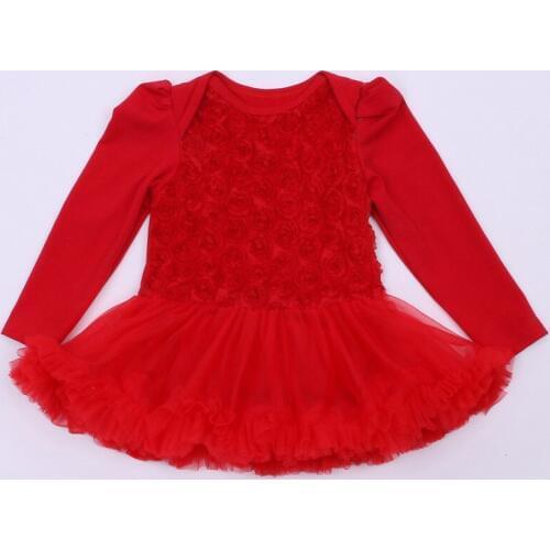 Newborn Baby Girl Tutu Romper Princess Rose Flower Ruffled Rompers Spring Autumn Long Sleeve Jumpsuit Baby Clothing Vestidos