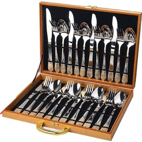Rose Gold Dinnerware Set Stainless Steel Zero Waste Knife Spoon and Fork Set Silverware Cookware Cutlery Set 24 Piece Gift Box
