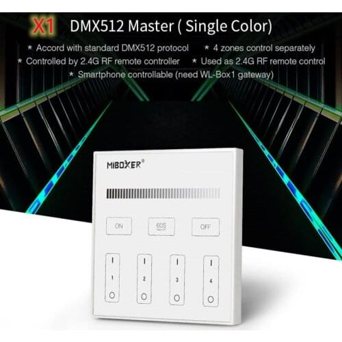 MiLight 4Zone X1/X2/X3/X4/X5 DMX512 Master RF Switch Controller;Single Color DIM RGB RGBW RGB+CCT AC100~240V For led strip Lamp