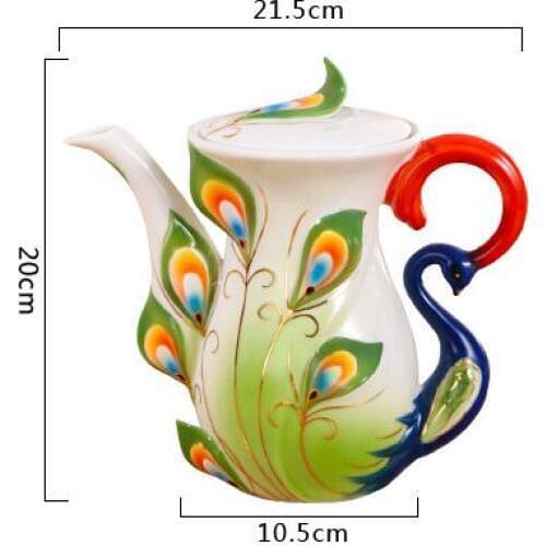 Creative Peacock Cup European Coffee Teapot Ceramic Teaset Kettle
