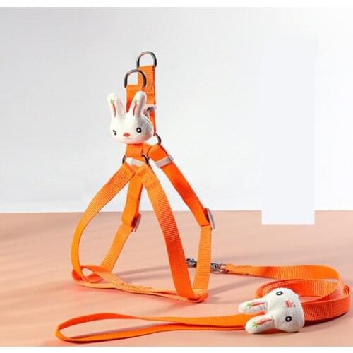 Cute Pet Dog Harness Leash Set Adjustable Cute Rabbit Cat Harness Vest Small Medium Dogs Chihuahua Pug Outdoor Walking Supplies