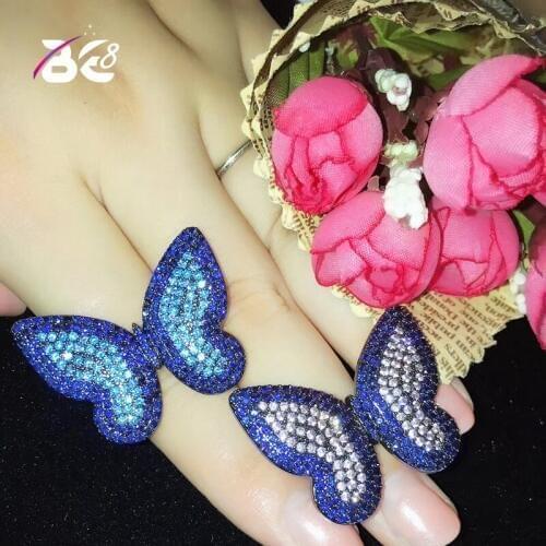 Be 8 Fashionable Unique High Quality Adjustable Rings Micro Paved Butterfly Shape CZ Movable Jewelry for Women Gift R100
