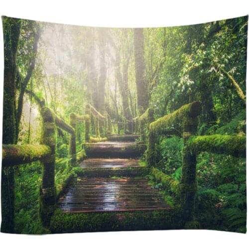 Natural Landscape The Primeval Forest Woods Tapestry Wall Hanging Bed Spread Beach Towel Table Cloth Yoga Mat Large Size