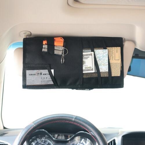 New Multifunction PU Car Sun Visor Storage Bag Auto Glasses Ticket Documents Folder Mobile Phone Organizer
