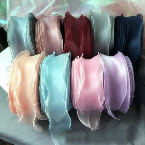 Wholesale 35meters (55mm) Pink Blue Broadside Organza Ribbon Bow Wedding Christmas Party Wrapping Decoration Lace Crafts