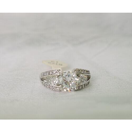 Wholesale Luxury Female Small Round CZ Ring White Gold Color Engagement Ring Crystal Wedding Rings For Women Fashion Jewelry