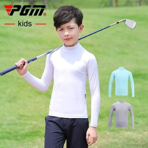 Pgm Golf Shirts Boys Ics Silk T-shirt Children Long Sleeve Sun-protection Anti-UV Golf Tops Kids Tennis Sportswear
