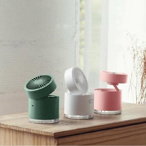 Portable USB Fan Cooler with 300ml Air humidifier Adjustable Desk LED Fan 3 Speed Rechargeable for Office Home Outdoor