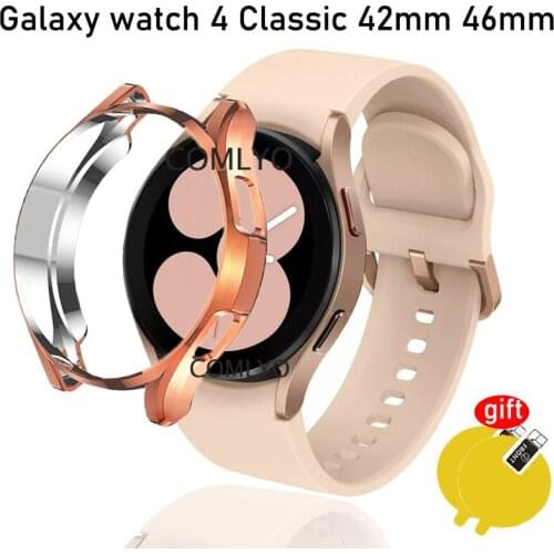 For Samsung Galaxy Watch 4 Classic 42mm 46mm Case TPU Cover Protective Bumper Shockproof Protector Shell Screen Protector Film