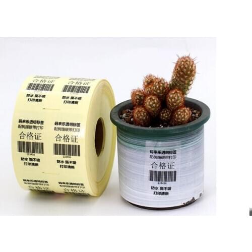 Transparent Round Sticker Clear PET Label Barcode Label Suitable for Thermal Transfer Printer Need Full Resin Carbon Belt