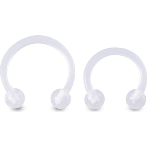 5pcs Clear Nose Septum Ring Flexible Bioflex Horseshoe Retainer Acrylic Smiley Eyebrow Nipple Lip Cartilage Piercing Earring 16G