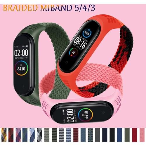 Bracelet for Mi band 5 Strap Nylon Braided Solo Loop pulseira bracelet Miband4 Miband5 Wristband for xiaomi Mi band 4 3 6 strap