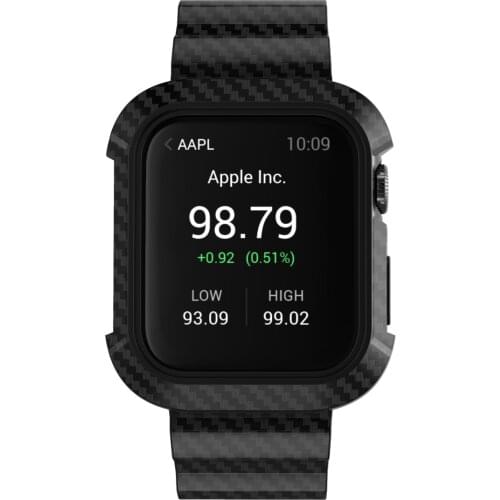 Carbon Fiber Strap & Case for Apple Watch 44mm Mens Sports Style Wristband Compatible with Iwatch SE 6 5 4 3 2 Stainless Buckle