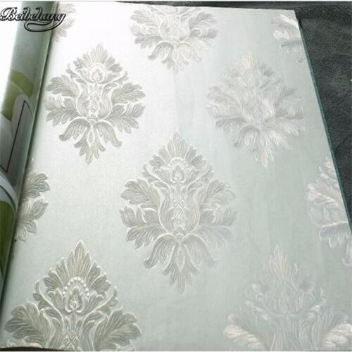 Beibehang Retro European - style Damascus non - woven 3D pressure three - dimensional bedroom TV background wallpaper