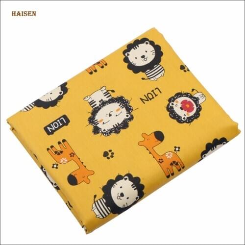 Cartoon Lion Fabric Cotton Printed Twill Colth Calico For DIY Baby Sewing&Quilting Clothes Dedding Textile Material Half Meters