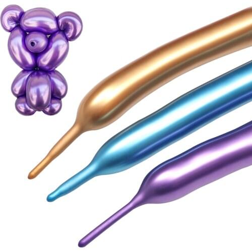 Silver Metallic Latex Balloons Long Shape Metal Chrome Magic Tying Twisting Balloon Wedding Birthday Decoration Valentines Gifts