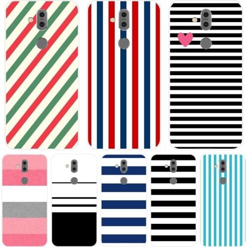 For Nokia 7.1 6.1 5.1 3.1 2.1 Phone Case Silicone Blue White Black Stripes Soft Back Cover For Nokia 7.1 6.1 5.1 3.1 2.1 Plus