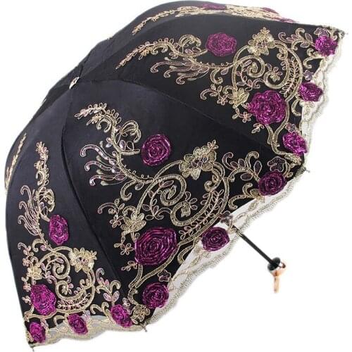 Sun Protection Lace Parasol Decorative Umbrellas Folding Non-Uv Windproof Umbrella